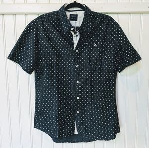 Navy print woven shirt button down